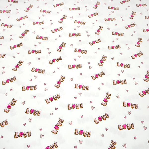 Fabric cotton jersey neon love hearts design white pink neon pink colorful dress fabric children's fabric