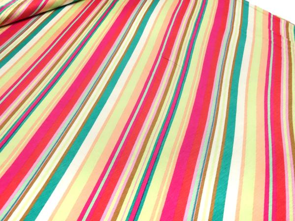 Fabric viscose jersey with horizontal stripes design red green pink multicolor striped dress fabric
