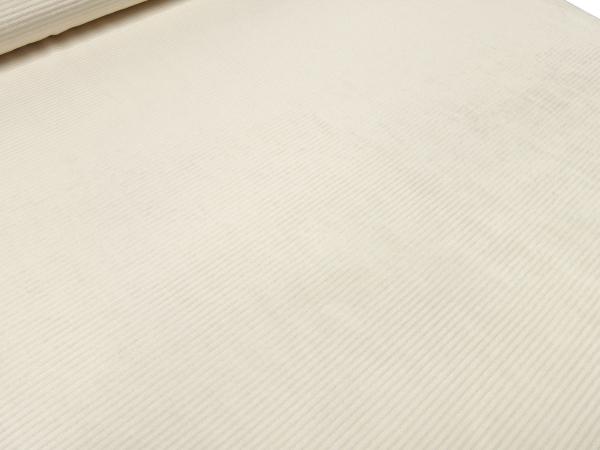 Stoff Cord Jersey / Nicki Breitcord Jersey uni wollweiss Kleiderstoff Kinderstoff Dekostoff