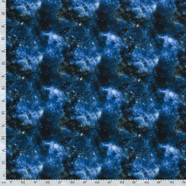 Fabric cotton sweatshirt fabric with galaxy space all space stars design blue white black children's fabric dress fabric hoodie fabric