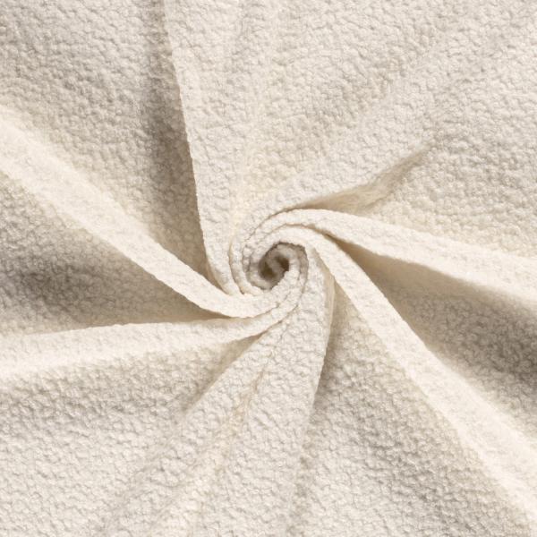 Stoff schwerer Bouclé Mantelstoff Kleiderstoff wollweiß creme ecrú Dekostoff