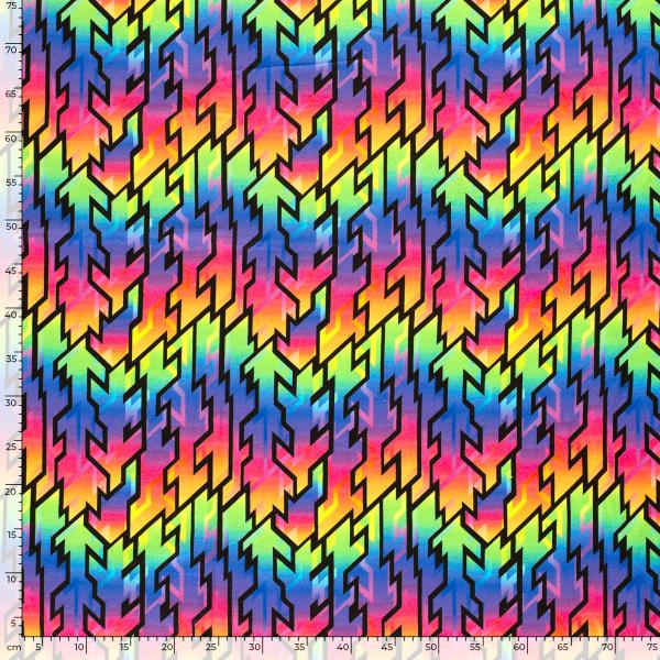 Stoff Baumwolle Sweatshirtstoff abstrakt Design geometrische Muster schwarz multicolor bunt Kinderstoff Kleiderstoff Hoodiestoff