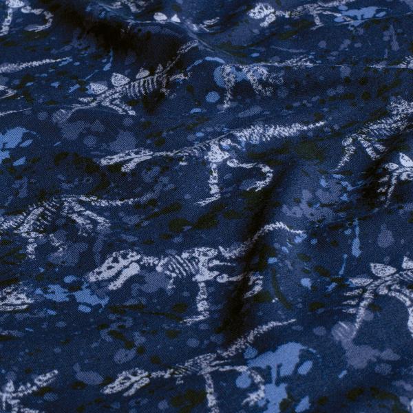 Stoff Baumwolle French Terry Sommersweatshirtstoff Dino Dinosaurier Design blau grau schwarz Kinderstoff Kleiderstoff