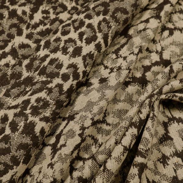 Stoff Jacquard mit Wollanteil Leoparden Animal Design braun beige Doubleface Jackenstoff Kleiderstoff Mantelstoff