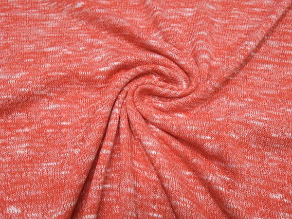Stoff leichter Strickstoff rot coralle melange Kleiderstoff Blusenstoff