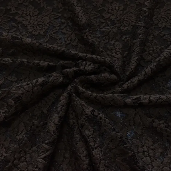 Fabric: Stretch Lace with Floral Pattern, Brown and Dark Brown, Dress Fabric
