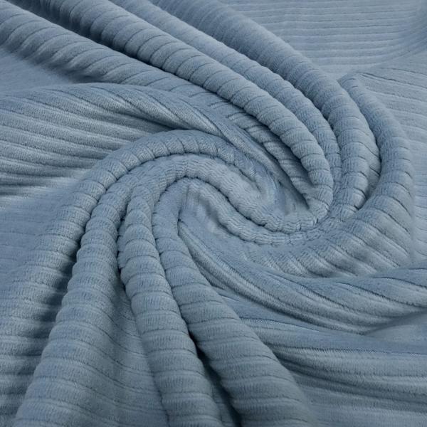 Stoff Strick Breitcord Stretch Meterware mit 5 mm Rippe uni hellblau Kleiderstoff Kinderstoff