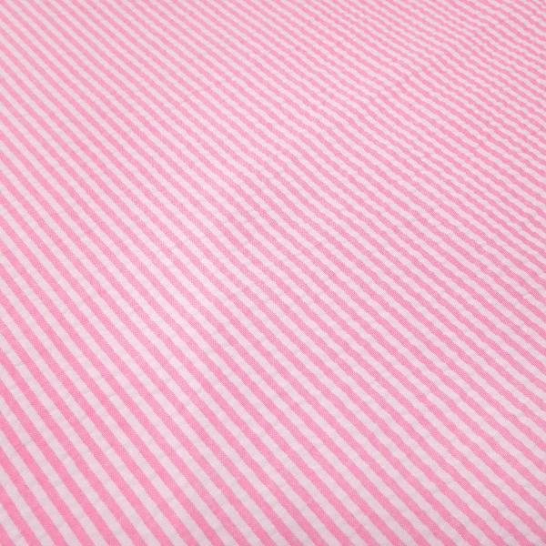 Stoff Baumwolle Seersucker Streifen rosa weiß gestreift Blusenstoff Kleiderstoff