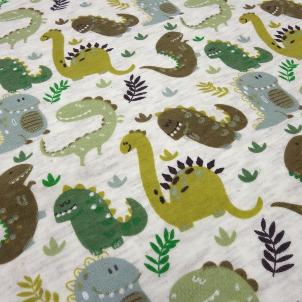 Fabric sweatshirt fabric alpine fleece side dinosaurs wool white melange green olive khaki colorful children's fabric dress fabric hoodie fabric