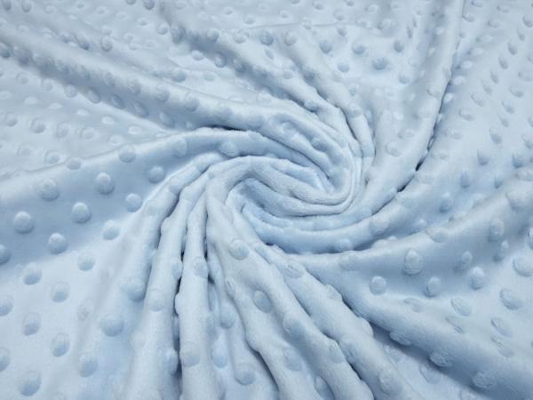 Stoff Flausch Kuschel Fleece Minky mit 3D Bubbels Boppel Punkte Design pastell blau babyblau Kinderstoff Kleiderstoff