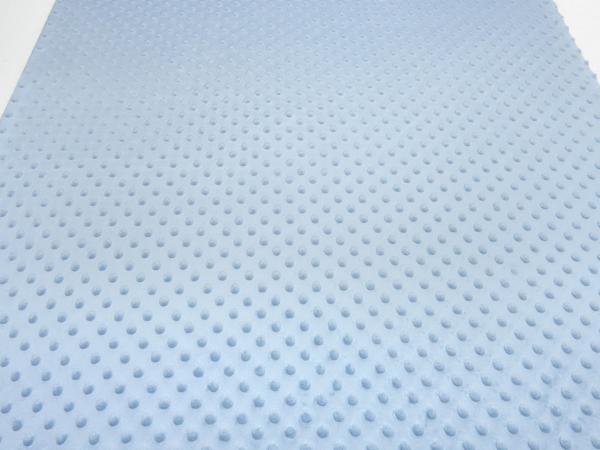 Stoff Flausch Kuschel Fleece Minky mit 3D Bubbels Boppel Punkte Design pastell blau babyblau Kinderstoff Kleiderstoff