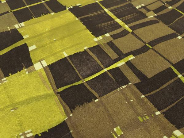Stoff Viskose Blusenstoff abstrakt Design braun kiwi grün bunt Kleiderstoff