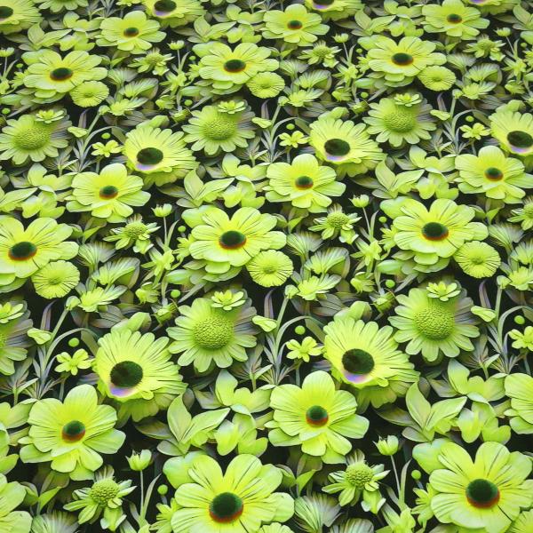 Stoff Viskose Jersey mit Blumenmuster Blüten Design grün gelb schwarz bunt Kleiderstoff Kinderstoff
