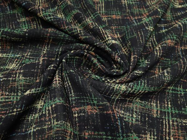 Fabric chiffon blouse fabric dress fabric with abstract design black green beige rust