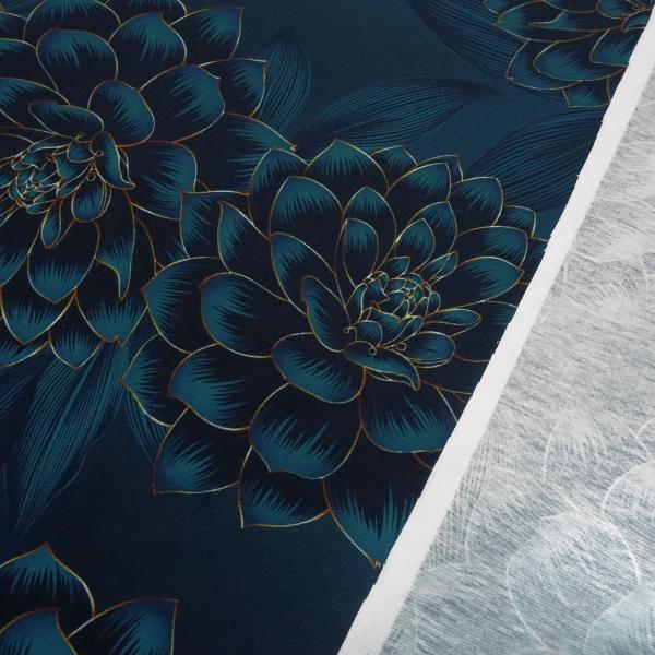 Stoff Baumwolle Jersey Blumen Blüten Madita Design petrol-blau bunt Kleiderstoff Kinderstoff