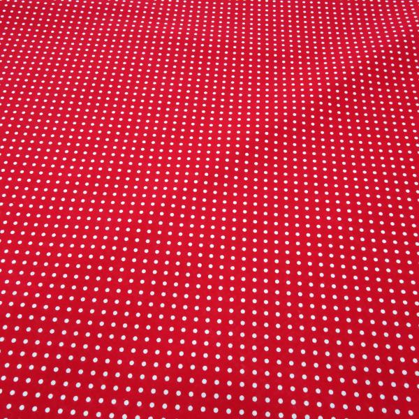 Cotton poplin fabric with 3 mm polka dot design in red and white dress fabric blouse fabric decorative fabric