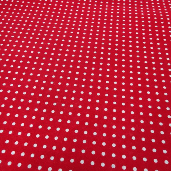 Cotton poplin fabric with 3 mm polka dot design in red and white dress fabric blouse fabric decorative fabric