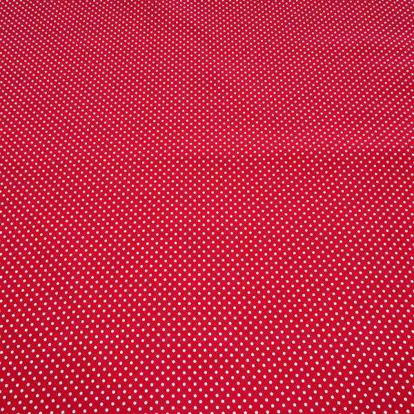 Cotton poplin fabric with 3 mm polka dot design in red and white dress fabric blouse fabric decorative fabric