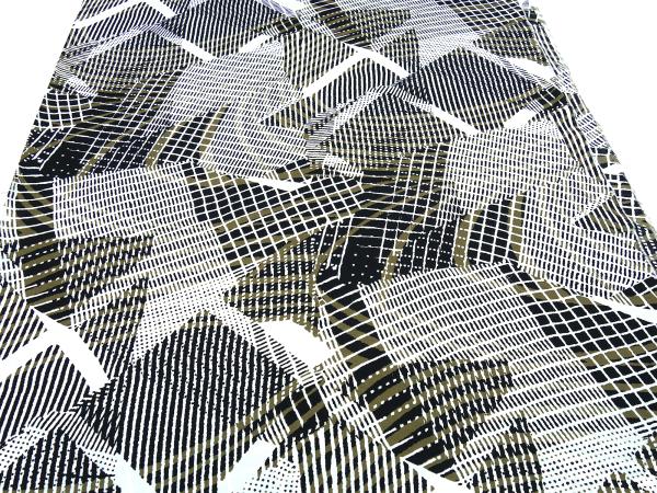 Stoff 100% Viskose Chiffon Georgette Abstrakt geometrische Muster Design weiß schwarz khaki-oliv Blusenstoff Kleiderstoff