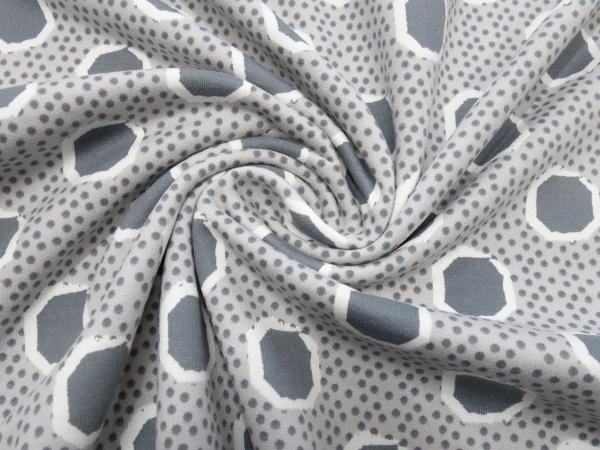 Fabric sweatshirt fabric soft brushed inside with dots dots design gray light gray white dress fabric children's fabric hoodie fabric
