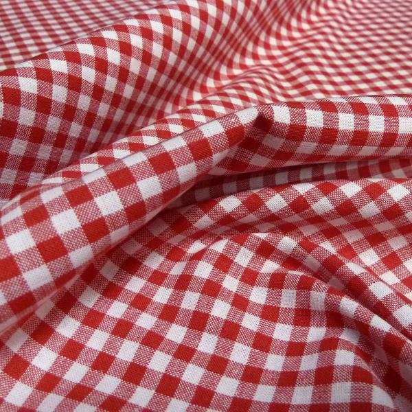 Stoff 100% Baumwolle Zefir 5 mm Karo rot weiß kariert Kleiderstoff Blusenstoff Dekostoff