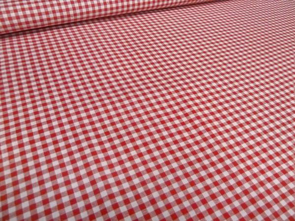 Stoff 100% Baumwolle Zefir 5 mm Karo rot weiß kariert Kleiderstoff Blusenstoff Dekostoff