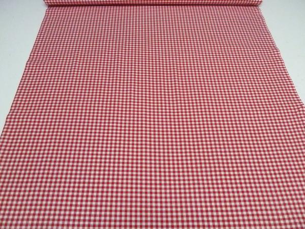 Stoff 100% Baumwolle Zefir 5 mm Karo rot weiß kariert Kleiderstoff Blusenstoff Dekostoff