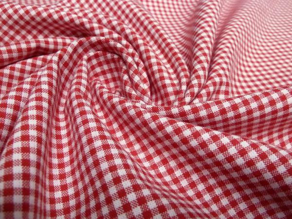 Stoff 100% Baumwolle 2 mm Zefir Karo rot weiß kariert Kleidestoff Blusenstoff Dekostoff​