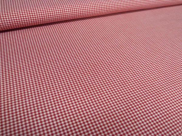 Stoff 100% Baumwolle 2 mm Zefir Karo rot weiß kariert Kleidestoff Blusenstoff Dekostoff​