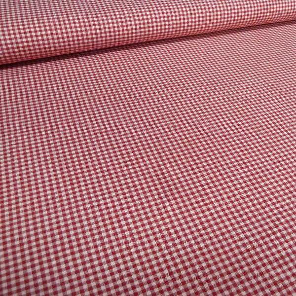 Stoff 100% Baumwolle 2 mm Zefir Karo rot weiß kariert Kleidestoff Blusenstoff Dekostoff​