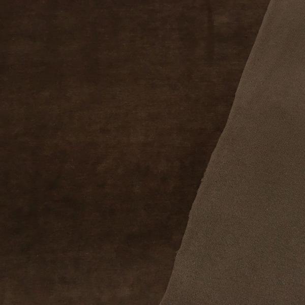 Stoff Nicki Velour Samt stretchig uni schoko braun Kleiderstoff Kinderstoff Babystoff Pyjamastoff