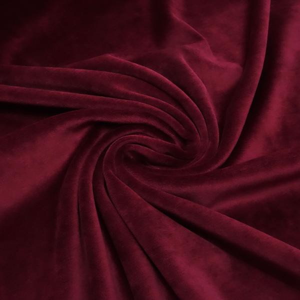 Stoff Nicki Velour Samt stretchig uni bordeaux rot Kleiderstoff Kinderstoff Babystoff Pyjamastoff