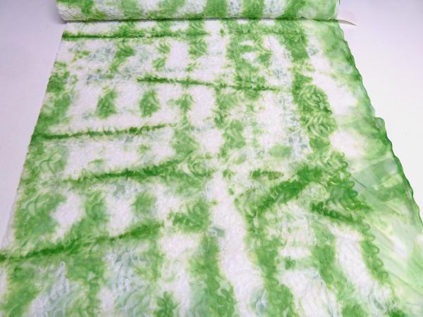 Stoff Tüll Stoffschlangen Stickerei Batik Design grün weiß Kleiderstoff