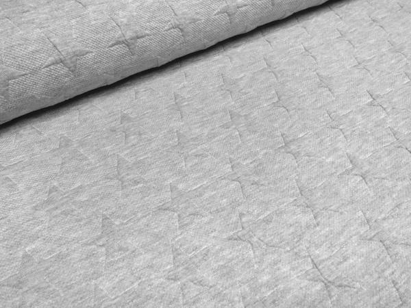 Stoff Jacquard Sweatshirtstoff mit Sterne Design hellgrau melange Kleiderstoff Kinderstoff Hoodiestoff