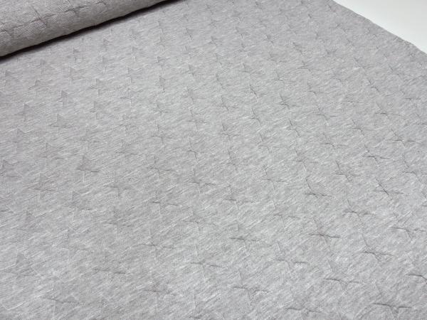 Stoff Jacquard Sweatshirtstoff mit Sterne Design hellgrau melange Kleiderstoff Kinderstoff Hoodiestoff