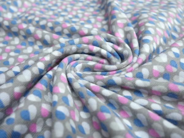 Stoff Baumwolle Jersey kleine Herzen Design grau rosa blau weiß Kleiderstoff Kinderstoff