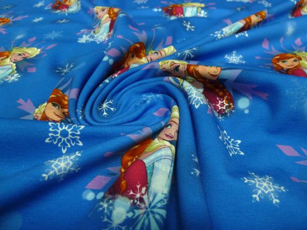 Stoff Baumwolle Jersey Disney Eiskönigin Frozen Anna Elsa blau bunt Kinderstoff Kleiderstoff