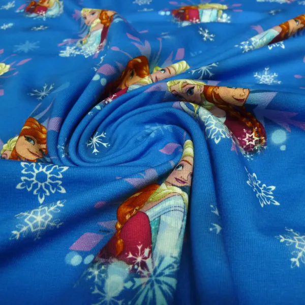 Stoff Baumwolle Jersey Disney Eiskönigin Frozen Anna Elsa blau bunt Kinderstoff Kleiderstoff