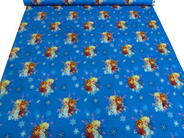 Stoff Baumwolle Jersey Disney Eiskönigin Frozen Anna Elsa blau bunt Kinderstoff Kleiderstoff