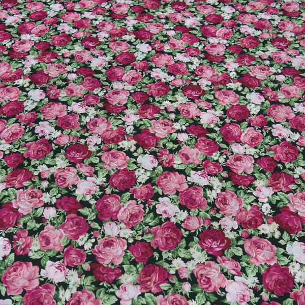 Fabric cotton poplin blouse fabric with rose flower design black pink pink green dress fabric decorative fabric