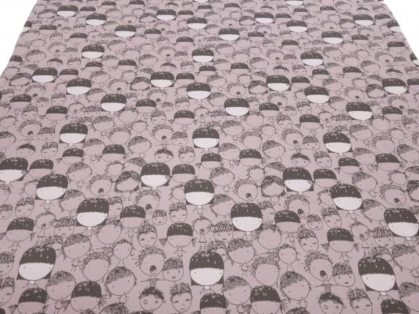 Stoff Baumwolle Sweatshirtstoff French Terry Kinder Design altrosa grau Kinderstoff Kleiderstoff
