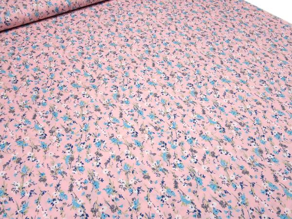 Fabric cotton poplin flowers scattered pink blue white green blouse fabric dress fabric decoration fabric