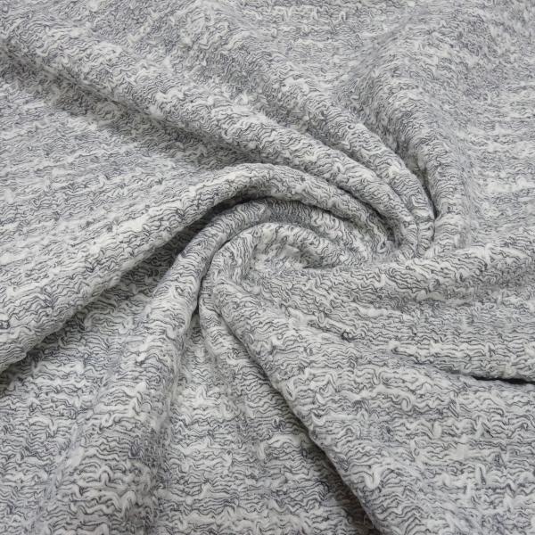 Stoff Strickstoff weiß grau gemustert mit Stretchanteil Jackenstoff Mantelstoff Kleiderstoff