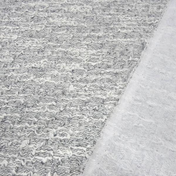 Stoff Strickstoff weiß grau gemustert mit Stretchanteil Jackenstoff Mantelstoff Kleiderstoff