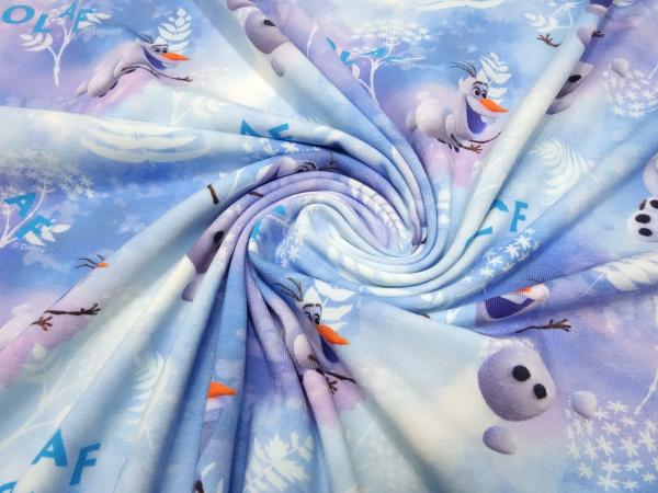 Stoff Baumwolle Jersey Disney Eiskönigin Frozen Olfa Design blau weiß bunt Kinderstoff Kleiderstoff Lizenzstoff