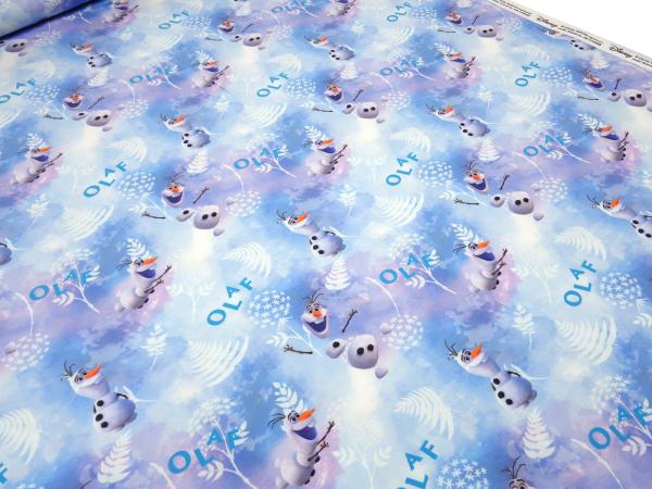 Stoff Baumwolle Jersey Disney Eiskönigin Frozen Olfa Design blau weiß bunt Kinderstoff Kleiderstoff Lizenzstoff