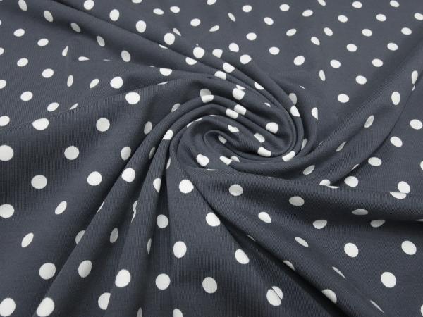 Fabric cotton jersey with 8 mm dots dots design gray white dress fabric children's fabric