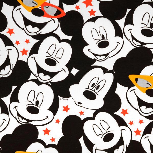 Fabric cotton jersey Disney Mickey Mouse head design white black red yellow license fabric children's fabric dress fabric