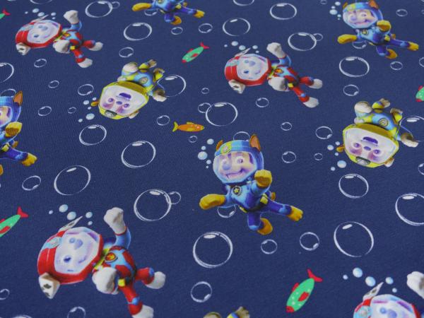 Fabric cotton jersey Paw Patrol Bubbles soap bubbles blue colorful children's fabric clothing fabric license fabric