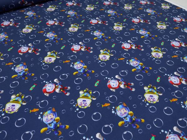 Fabric cotton jersey Paw Patrol Bubbles soap bubbles blue colorful children's fabric clothing fabric license fabric